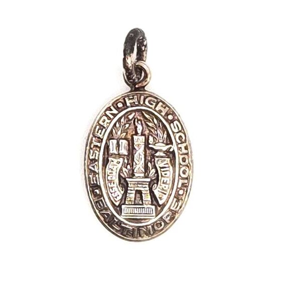 Vintage Sterling Eastern High School Baltimore Oval Charm By Trockenbrot Jeweler - Picture 1 of 4